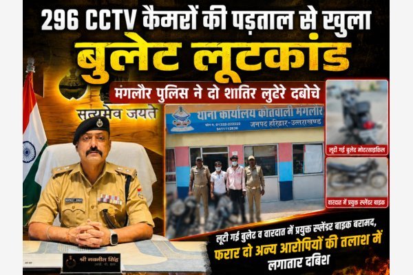 296 CCTV कैमरों की पड़ताल से खुला बुलेट लूटकांड, मंगलौर पुलिस ने दो शातिर लुटेरे दबोचे