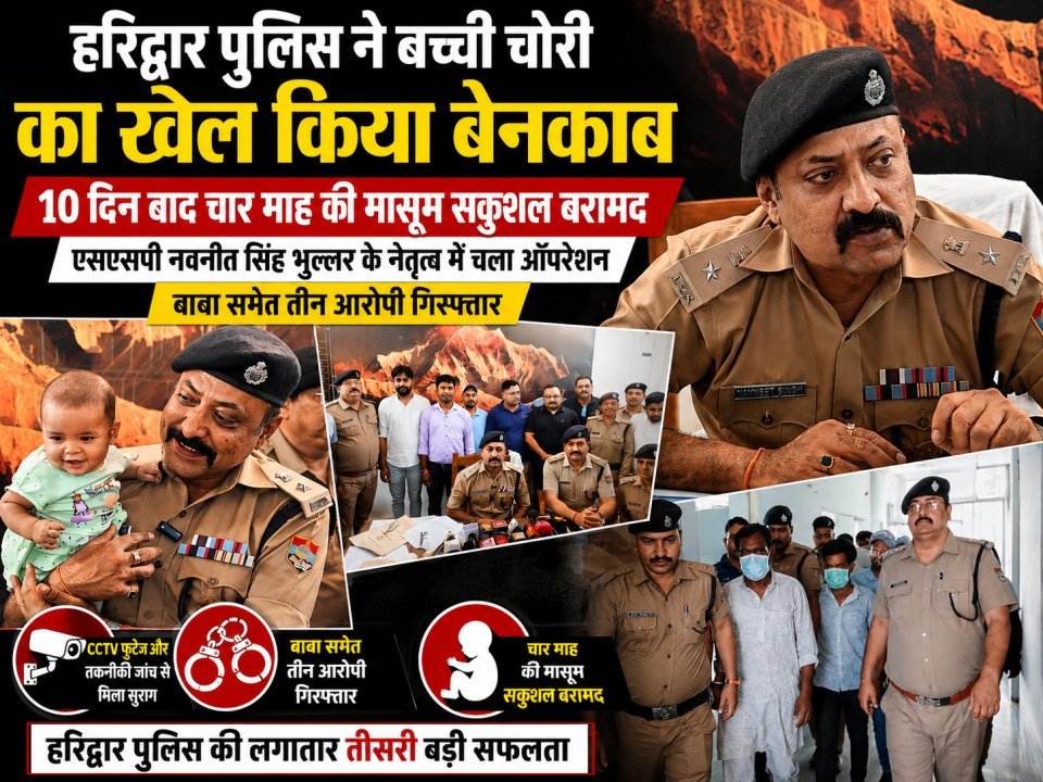 हरिद्वार पुलिस ने बच्ची चोरी का खेल किया बेनकाब, 10 दिन बाद चार माह की मासूम सकुशल बरामद
