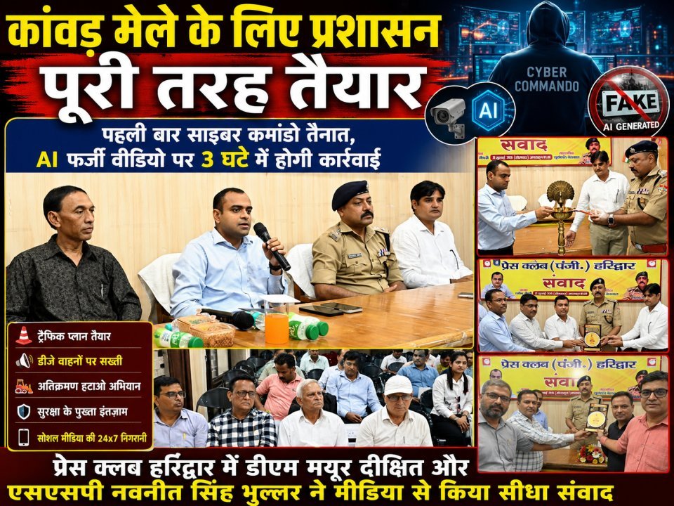 कांवड़ मेले के लिए प्रशासन पूरी तरह तैयार: पहली बार साइबर कमांडो तैनात, AI फर्जी वीडियो पर 3 घंटे में होगी कार्रवाई