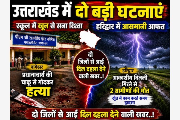 उत्तराखंड में दो बड़ी घटनाएं: स्कूल में खून से सना रिश्ता, हरिद्वार में आसमानी आफत; दो जिलों से आई दिल दहला देने वाली खबर..!