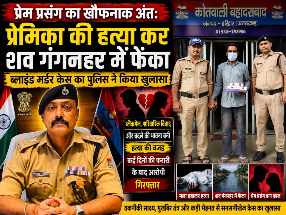 प्रेम प्रसंग का खौफनाक अंत: प्रेमिका की हत्या कर शव गंगनहर में फेंका, ब्लाइंड मर्डर केस का पुलिस ने किया खुलासा