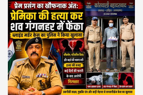 प्रेम प्रसंग का खौफनाक अंत: प्रेमिका की हत्या कर शव गंगनहर में फेंका, ब्लाइंड मर्डर केस का पुलिस ने किया खुलासा