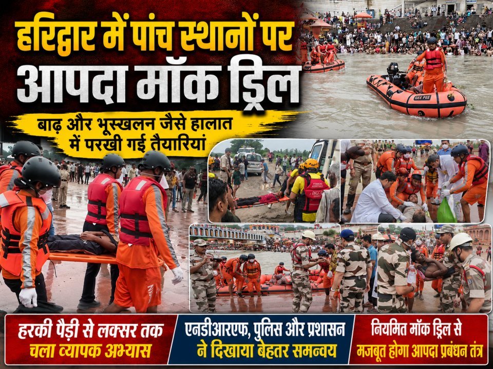 हरिद्वार में पांच स्थानों पर आपदा मॉक ड्रिल, बाढ़ और भूस्खलन जैसे हालात में परखी गई तैयारियां