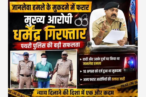 जानलेवा हमले के मुकदमे में फरार मुख्य आरोपी धर्मेंद्र गिरफ्तार