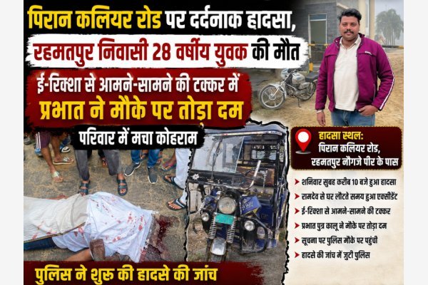 पिरान कलियर रोड पर दर्दनाक हादसा, रहमतपुर निवासी 28 वर्षीय युवक की मौत
