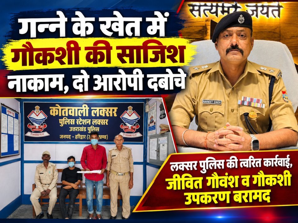 गन्ने के खेत में गौकशी की साजिश नाकाम, दो आरोपी दबोचे