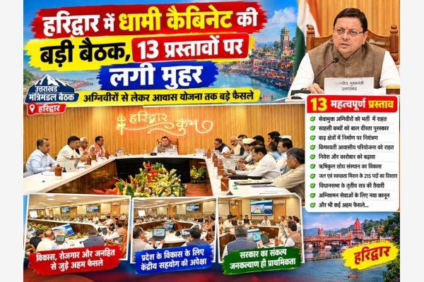 हरिद्वार में धामी कैबिनेट की बड़ी बैठक, 13 प्रस्तावों पर लगी मुहर; अग्निवीरों से लेकर आवास योजना तक बड़े फैसले